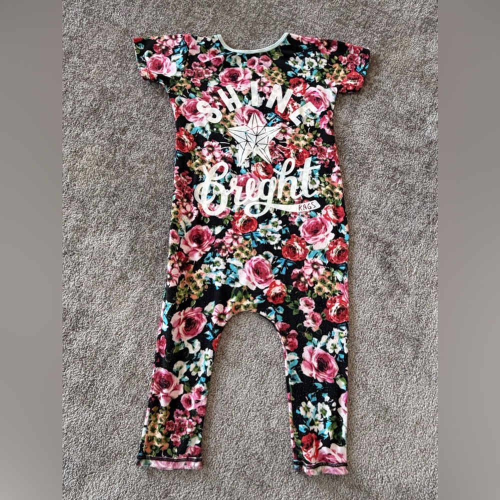 🌶️ Rags Floral Shine Bright Romper. Size 3/4T